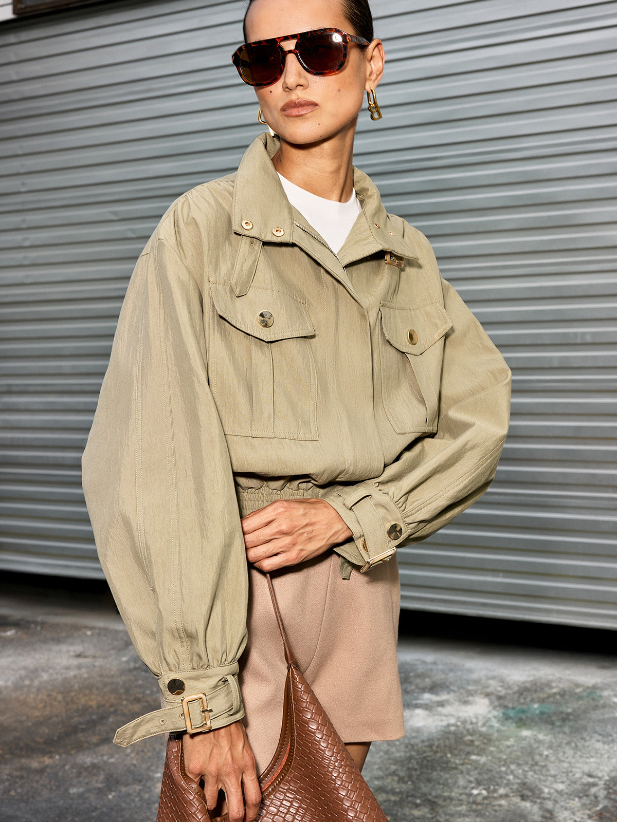 Celina | Cropped Button-Down Cotton Blazer