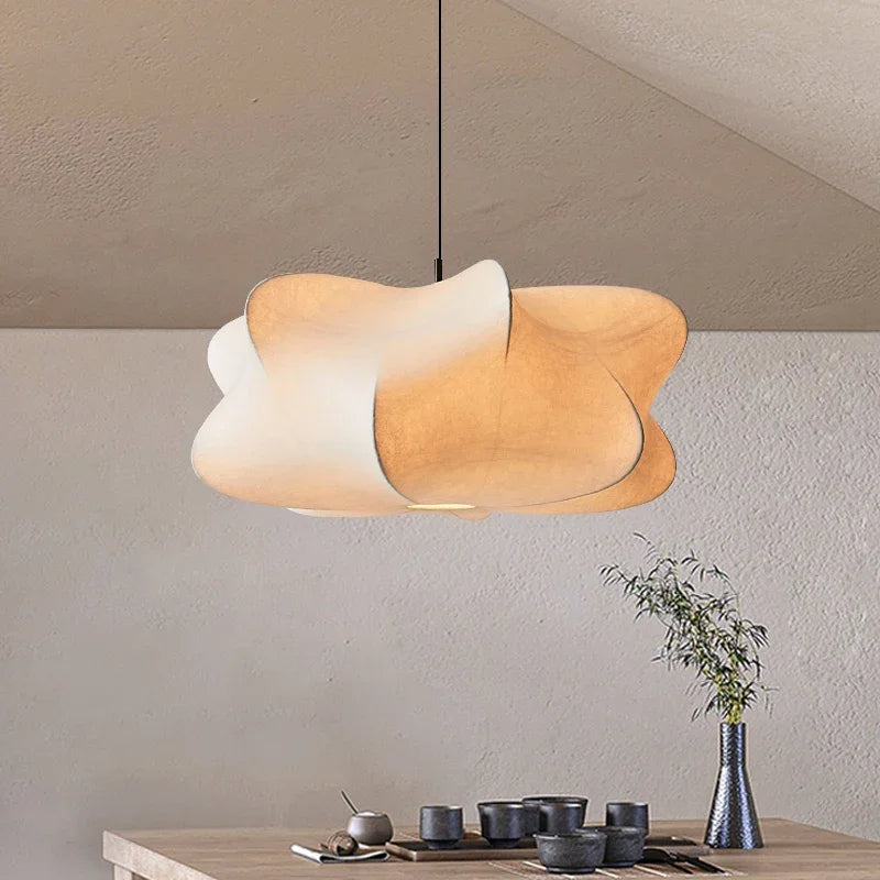 HikariWeave | Japanese Silk Wabi-Sabi Lamp with Natural Elegance