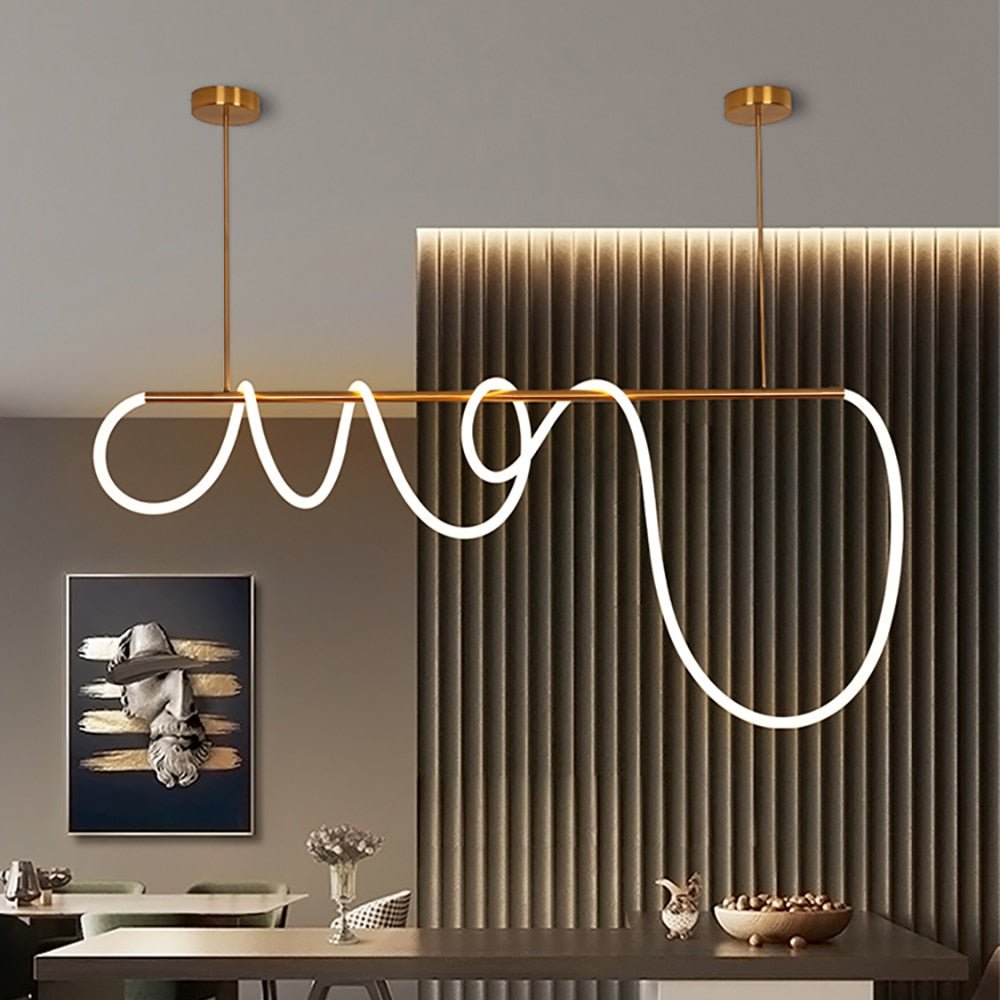LumaCurve – Sleek Hanging LED Fixture with Contemporary Design and Flexible Suspension