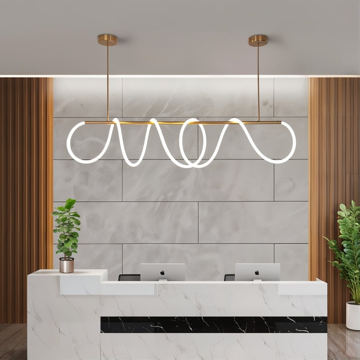 LumaCurve – Sleek Hanging LED Fixture with Contemporary Design and Flexible Suspension