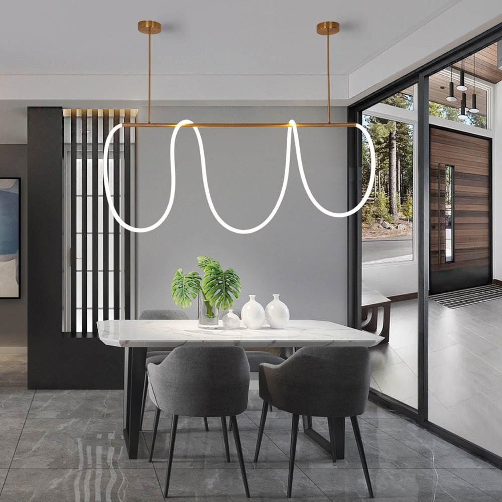 LumaCurve – Sleek Hanging LED Fixture with Contemporary Design and Flexible Suspension