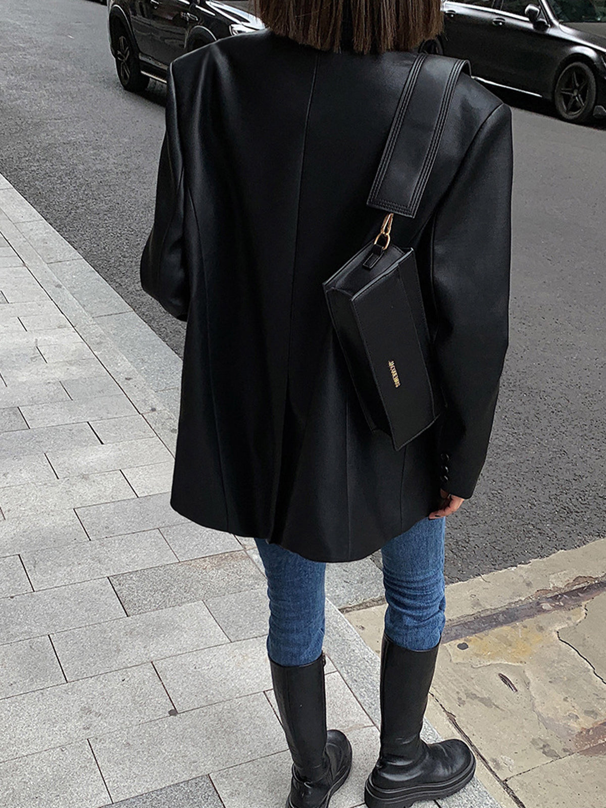 Chloe | Timeless Lapel Pocket PU Blazer