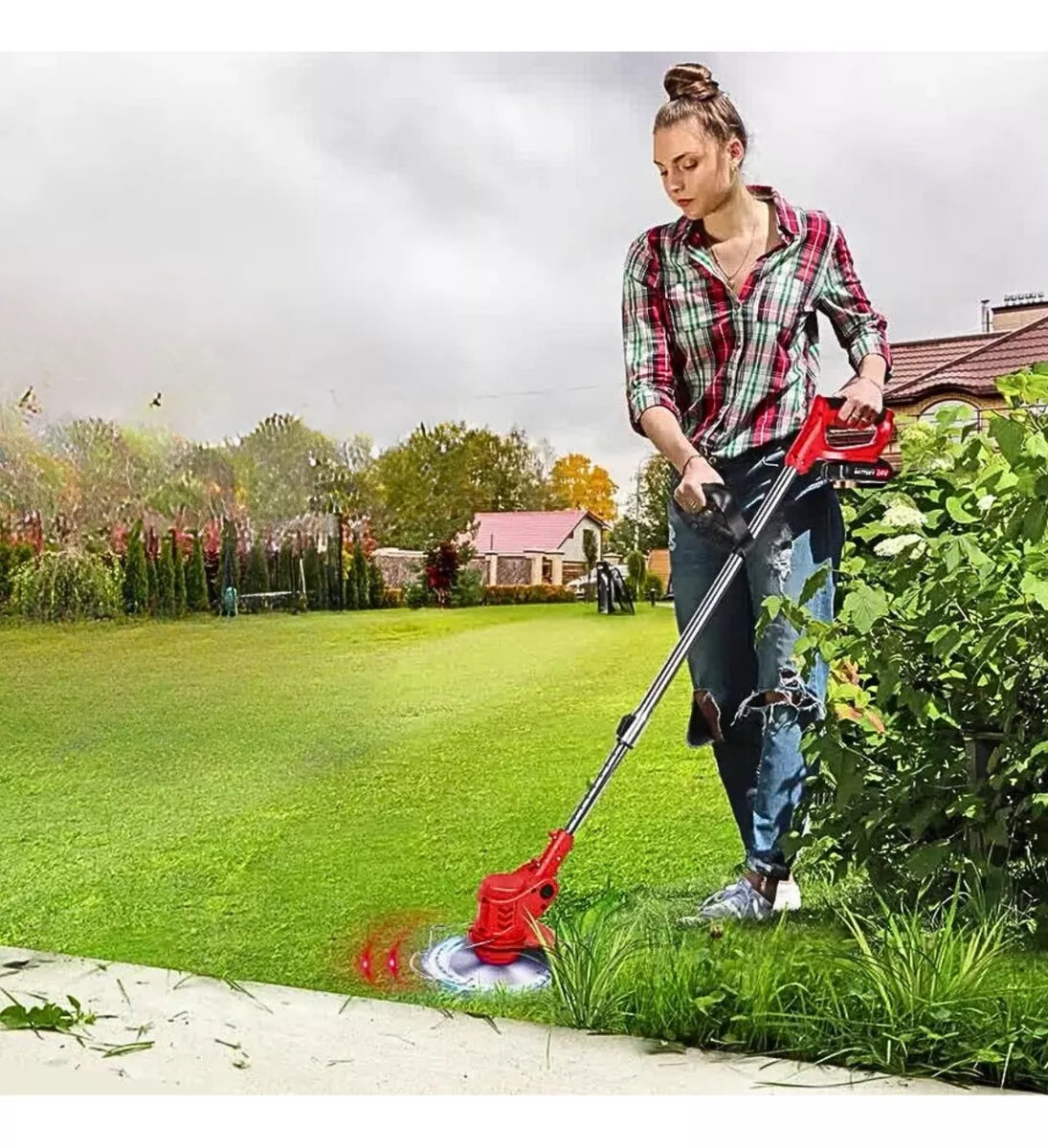 FlexCut 3-in-1 Strimmer – A Cordless Grass Trimmer and Brush Cutter with Interchangeable Heads for Easy Outdoor Care and versatile garden maintenance.