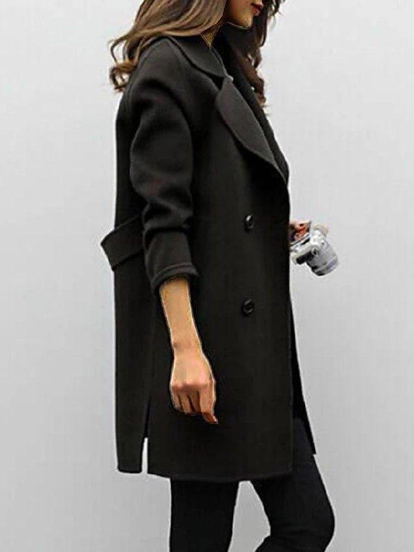 Selena | Classic Black Trench Coat for Women - Stylish Winter Elegance