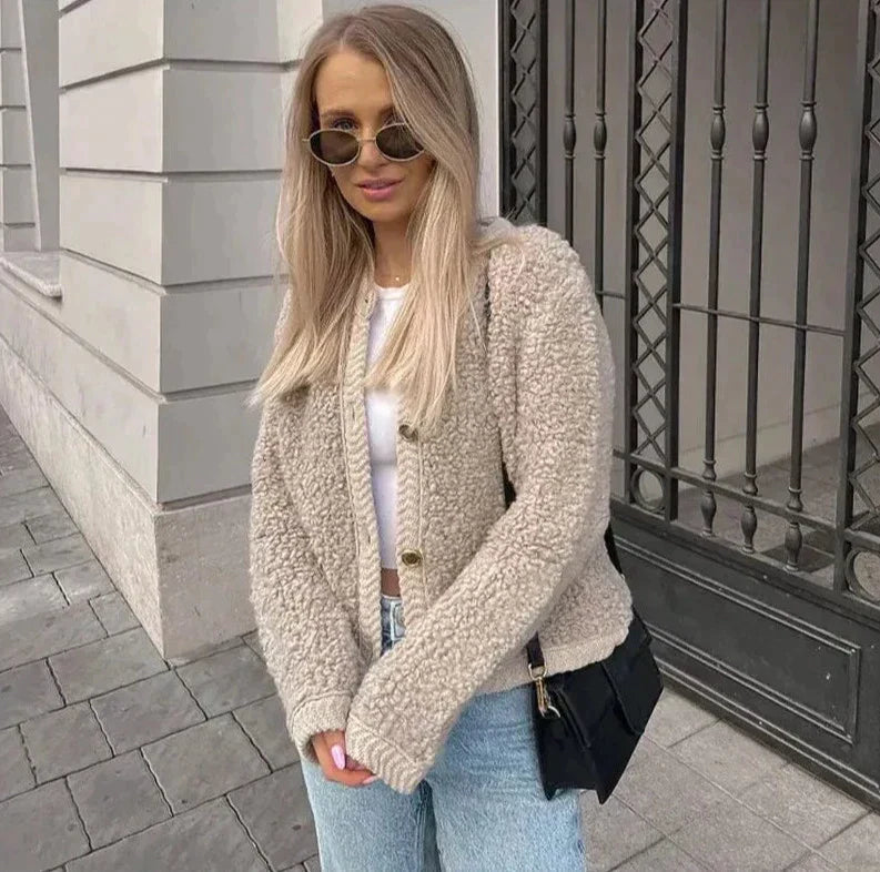 Selene | Women's Fleece Button Jacket – Cozy, Warm, and Effortlessly Stylish