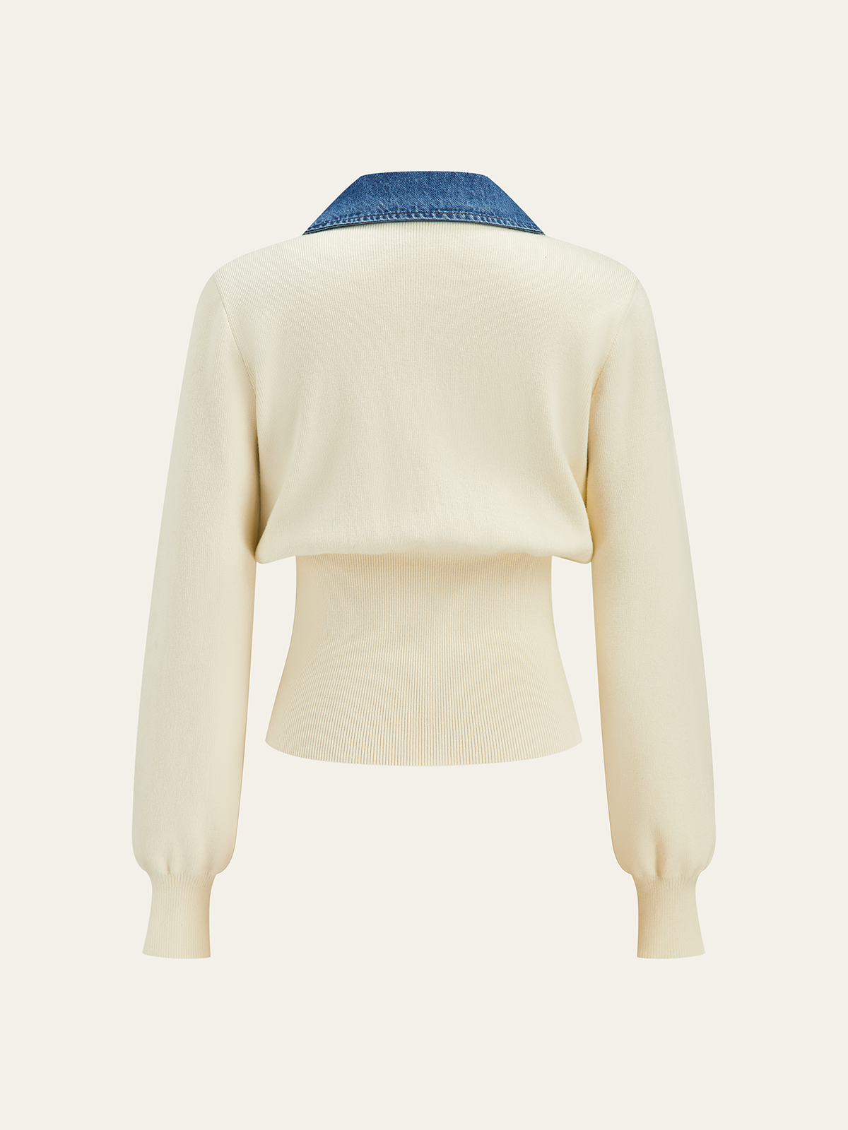 Demi | Denim Metal Button V-Neck Knit Top