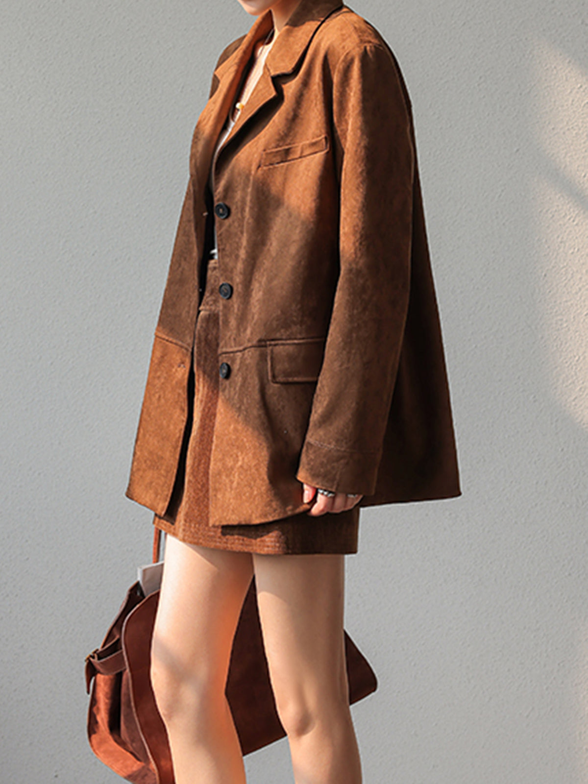 Denise | Vintage Suede Button Blazer