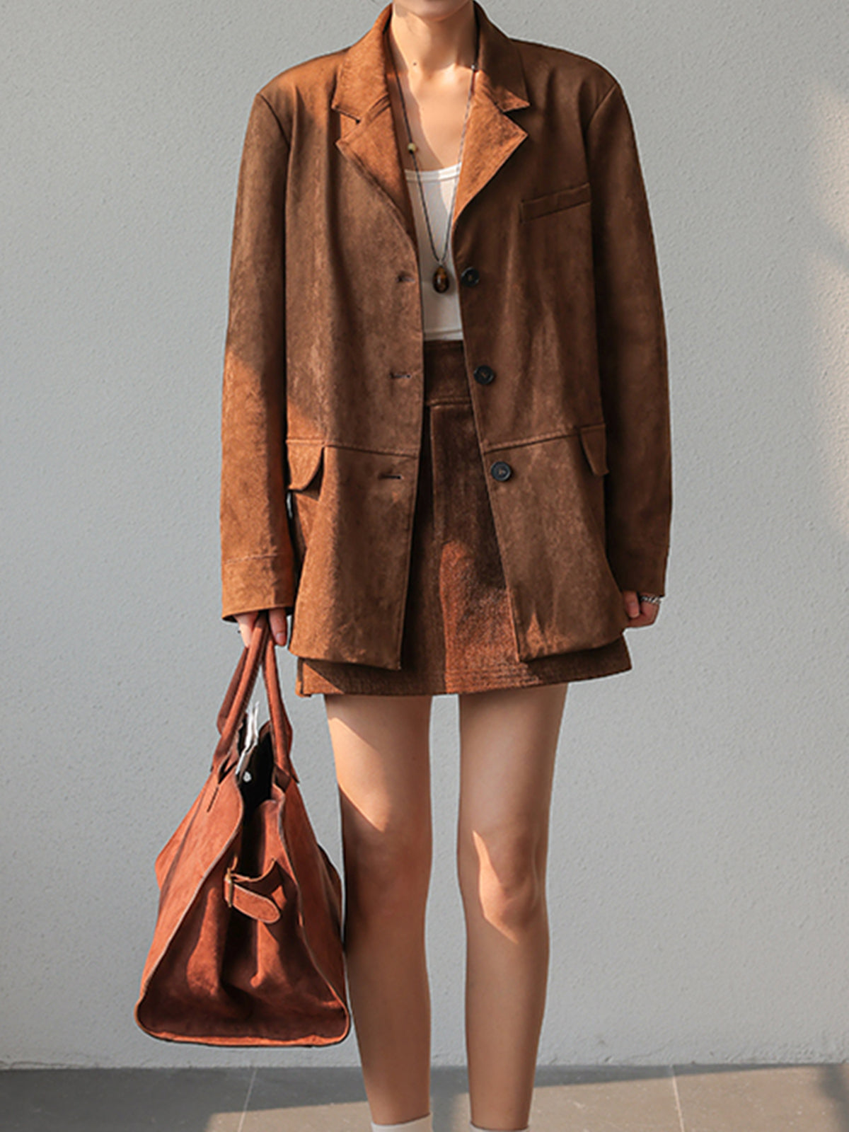 Denise | Vintage Suede Button Blazer