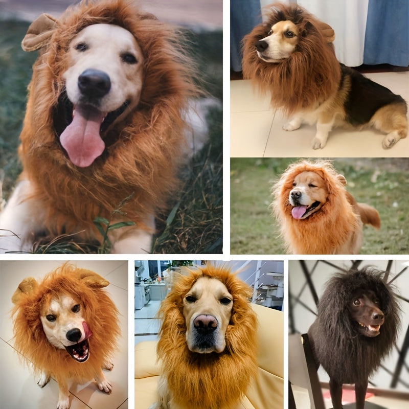 Dog Costume for Halloween – Lion Mane Headpiece | Realistic Look & Comfortable Fit