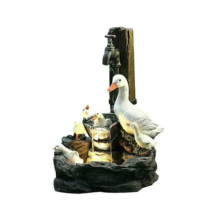 Serenity Pond Duck Fountain – Lightweight Resin Outdoor Water Feature bringing Tranquil Spaces and a Relaxing Ambiance with its delightful duck family.