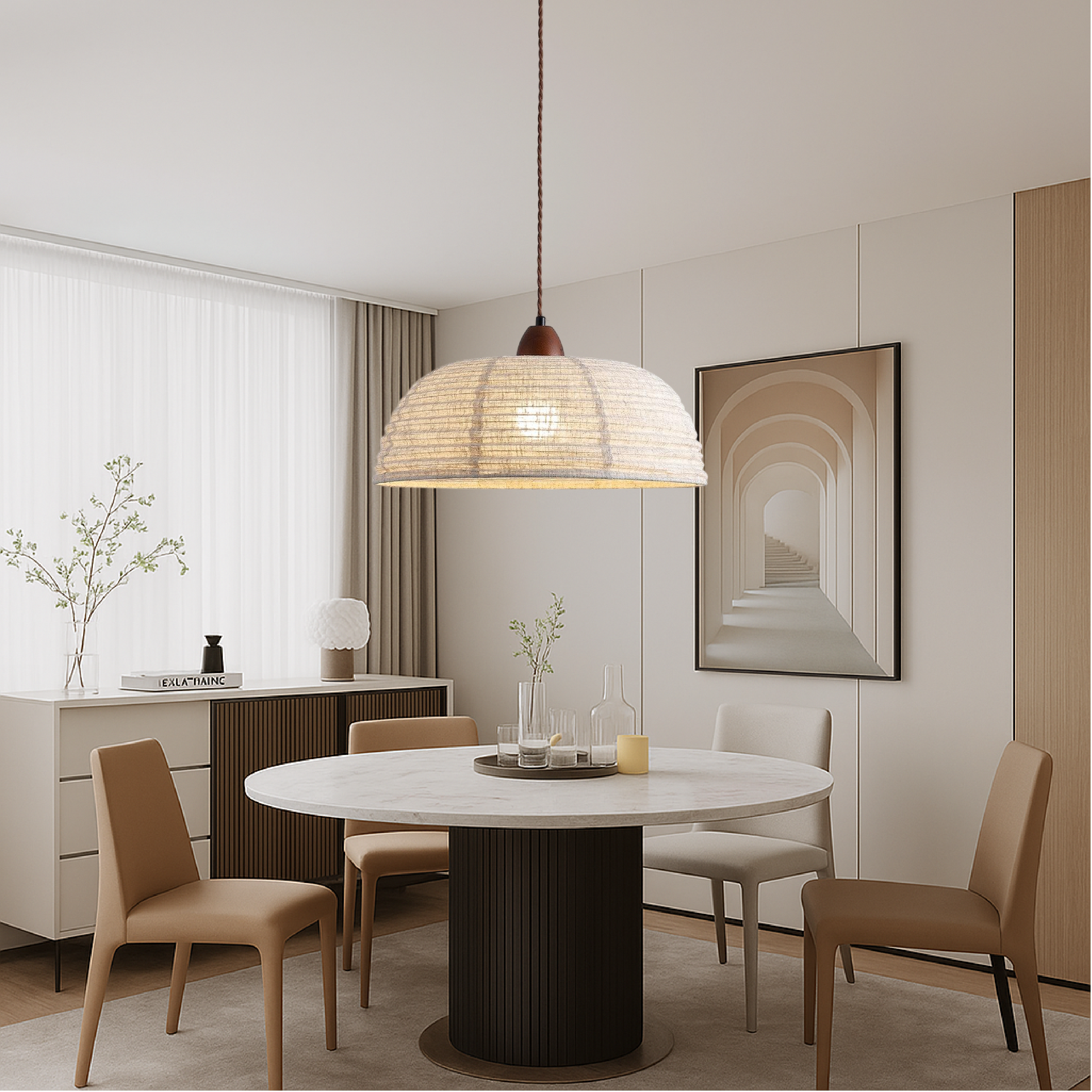 Elano | Retro Fabric Hanging Pendant Light for Cozy Spaces