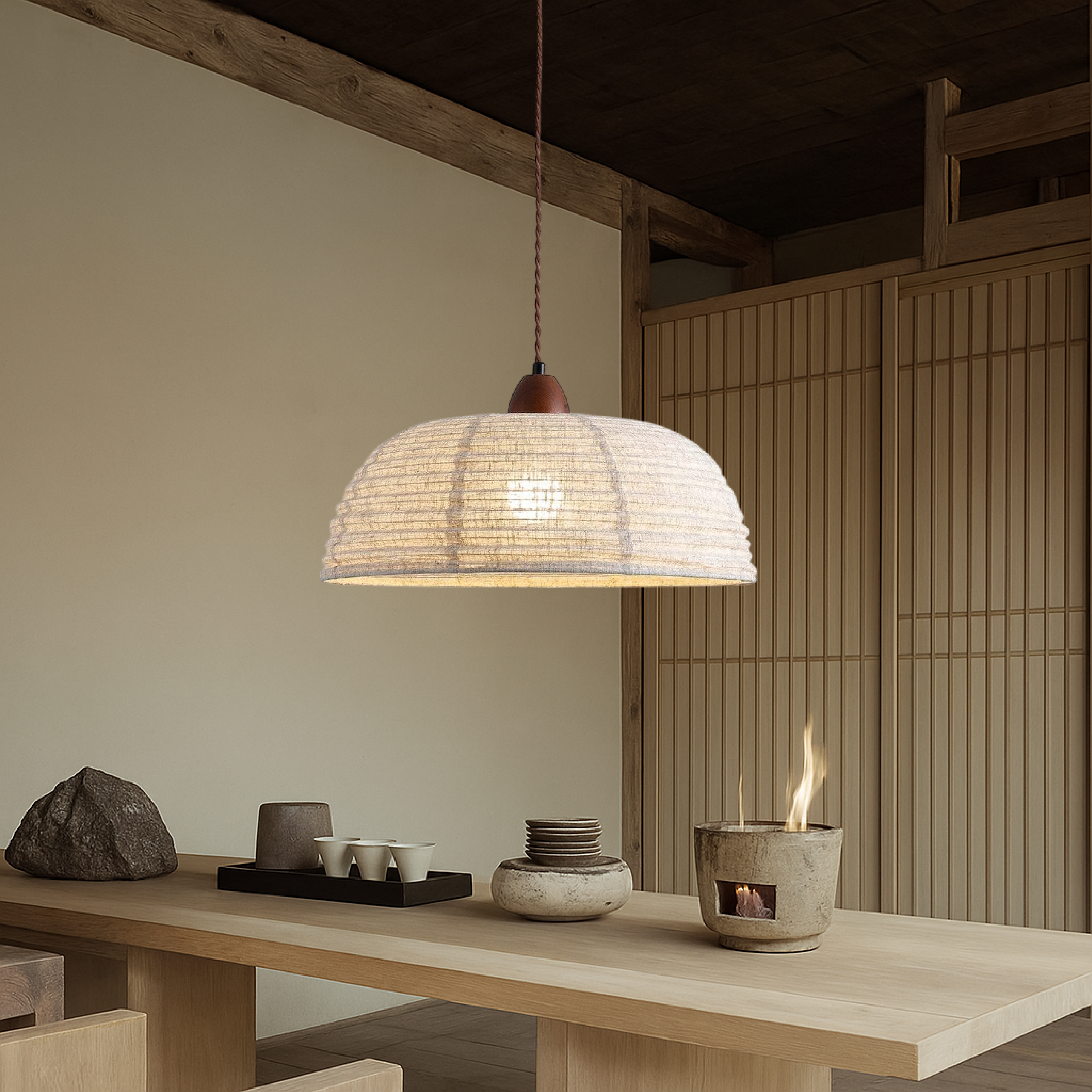 Elano | Retro Fabric Hanging Pendant Light for Cozy Spaces