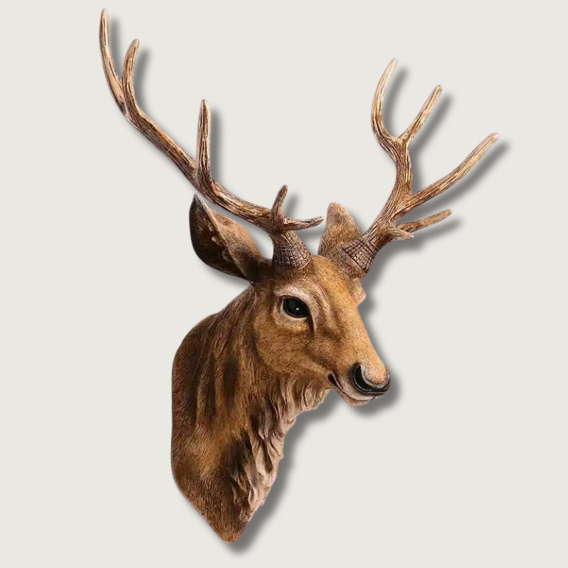 Forest King Faux Decor – Handmade Resin Art for a Unique Home Accent, at 40 x 45 cm, presenting an Elegant Faux Deer Head for your wall.