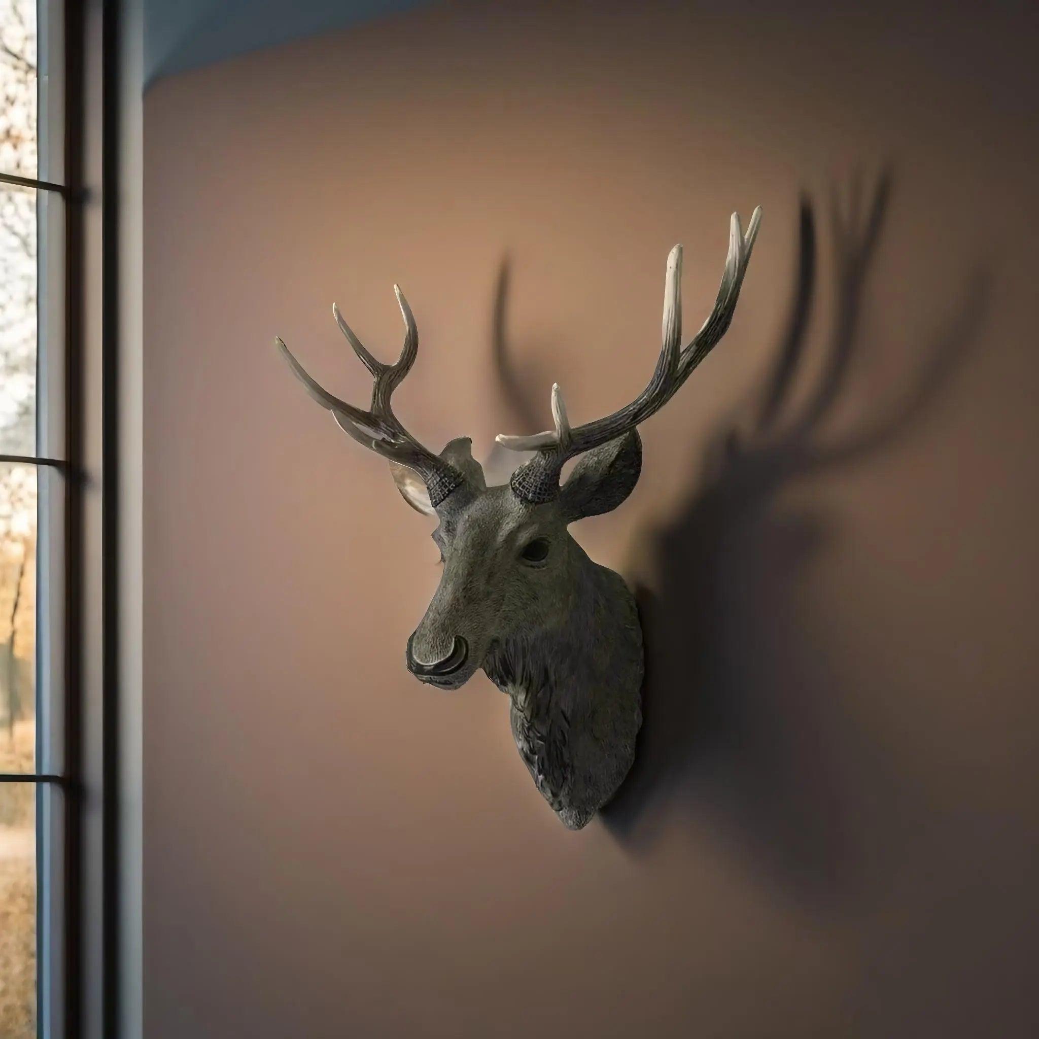 Forest King Faux Decor – Handmade Resin Art for a Unique Home Accent, at 40 x 45 cm, presenting an Elegant Faux Deer Head for your wall.