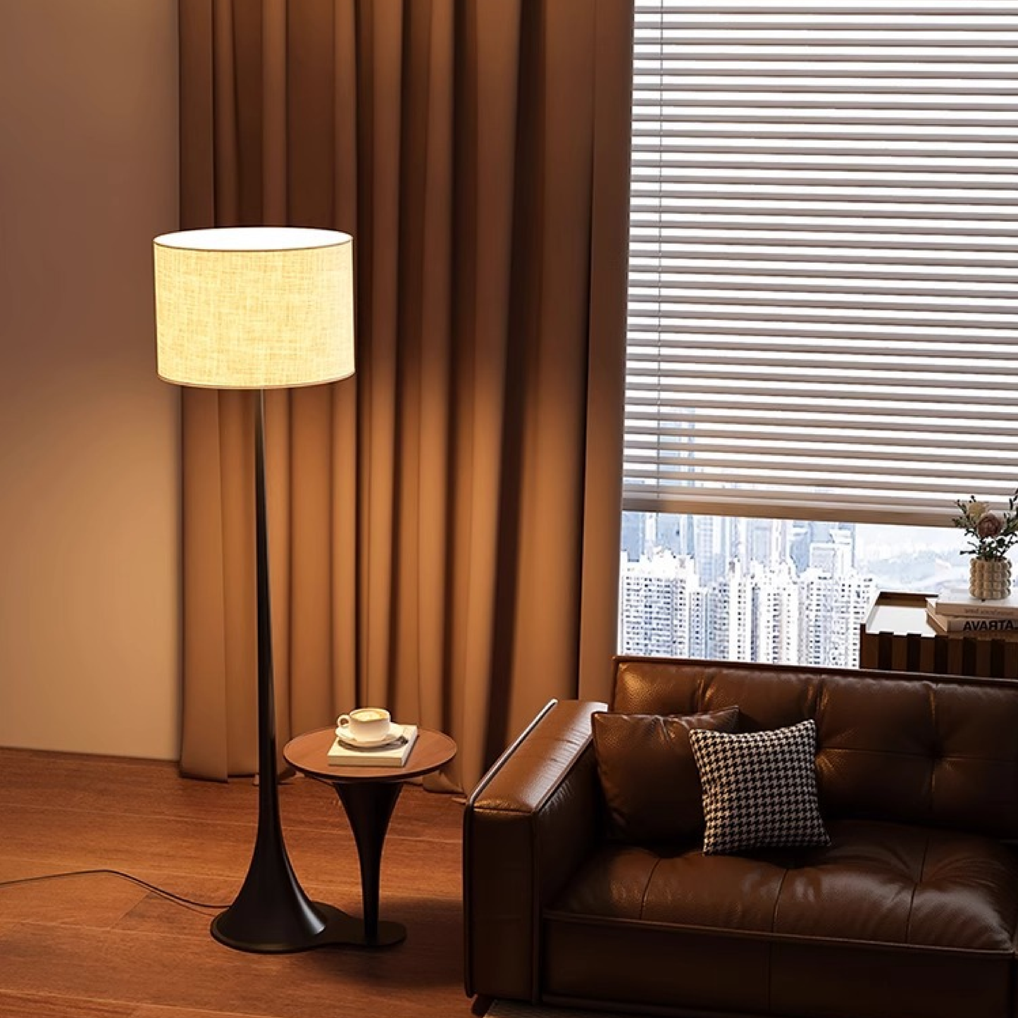 Elyth | Sophisticated Silk Floor Lamp