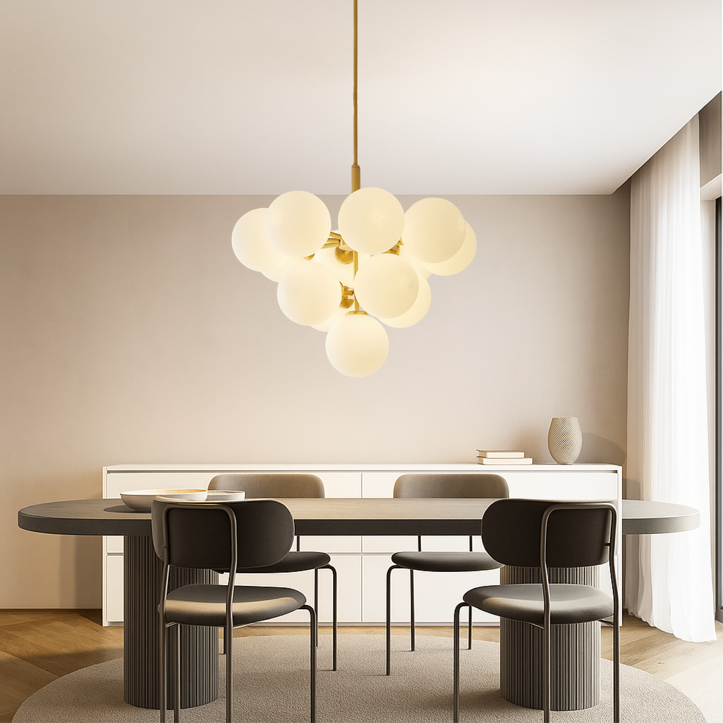 Entra | Nordic Ball Chandelier with Luminous Modern Design