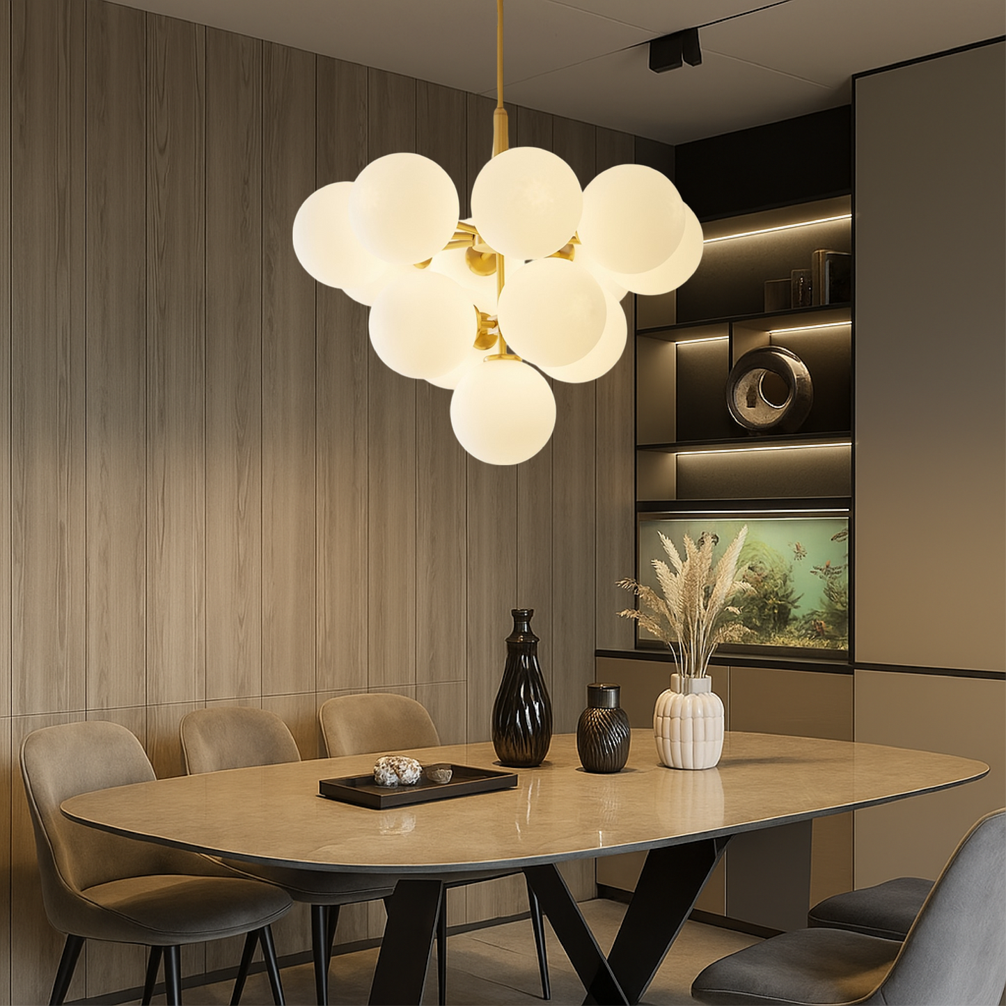 Entra | Nordic Ball Chandelier with Luminous Modern Design
