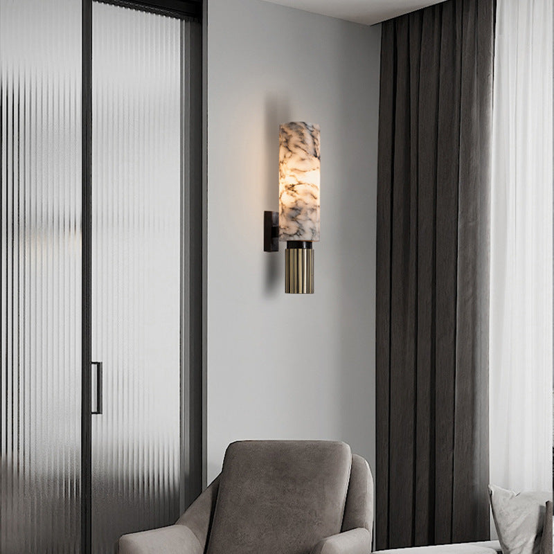 Eviora | Minimalist Copper Stone Wall Lamp for Modern Interiors