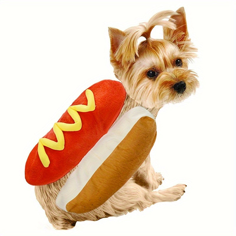 Dog Halloween Costume | Plush Funny Outfit with Hot Dog Design