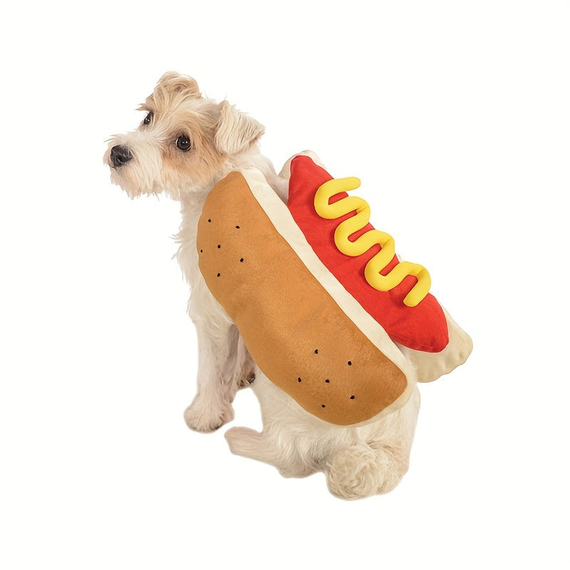 Dog Halloween Costume | Plush Funny Outfit with Hot Dog Design