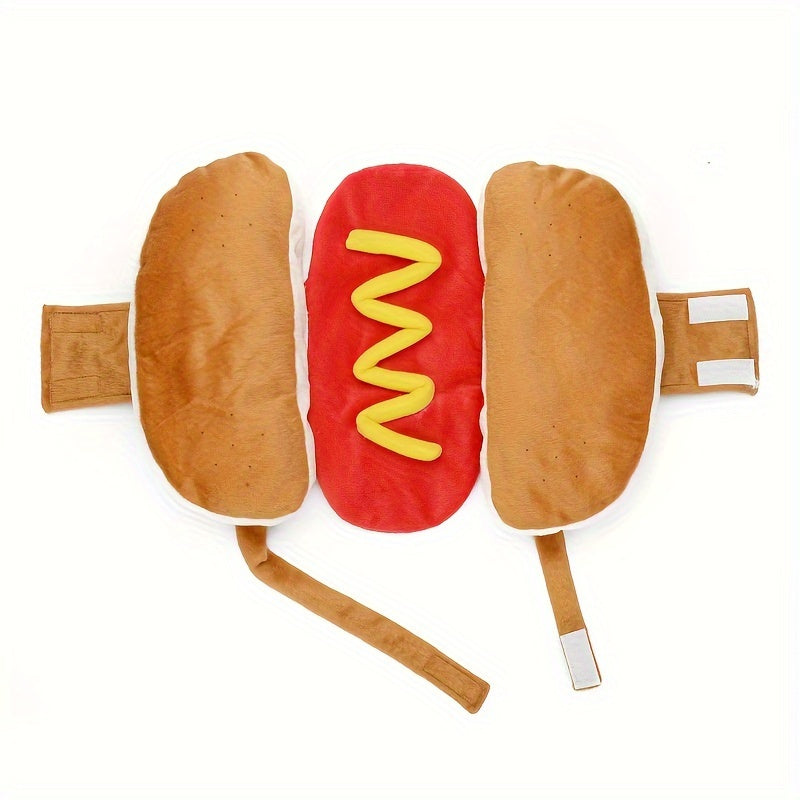 Dog Halloween Costume | Plush Funny Outfit with Hot Dog Design
