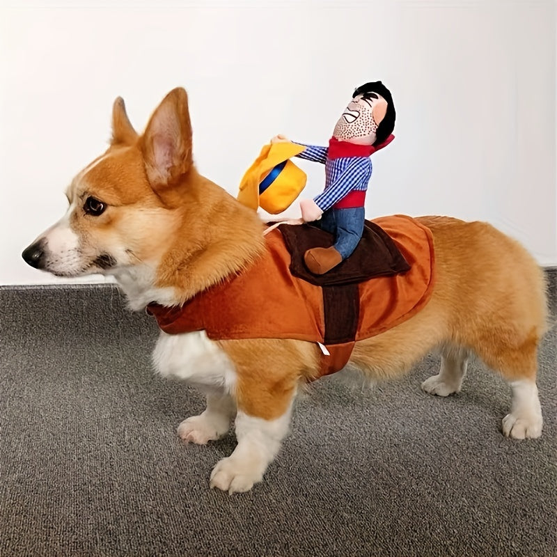 Dog Halloween Costume | Funny Plush Rider Saddle Outfit