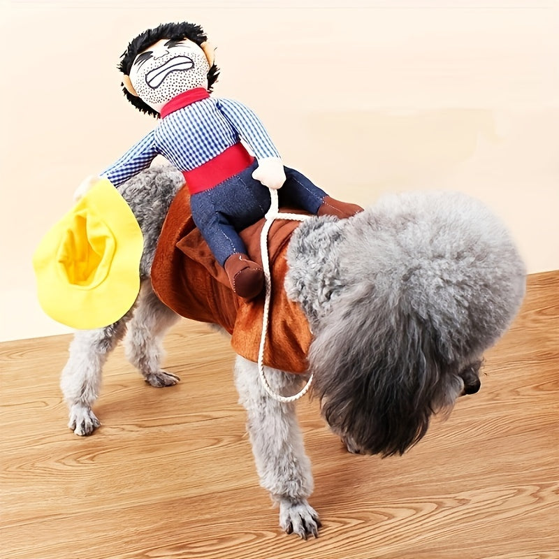 Dog Halloween Costume | Funny Plush Rider Saddle Outfit