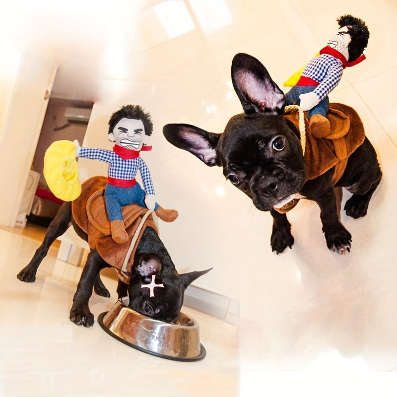 Dog Halloween Costume | Funny Plush Rider Saddle Outfit