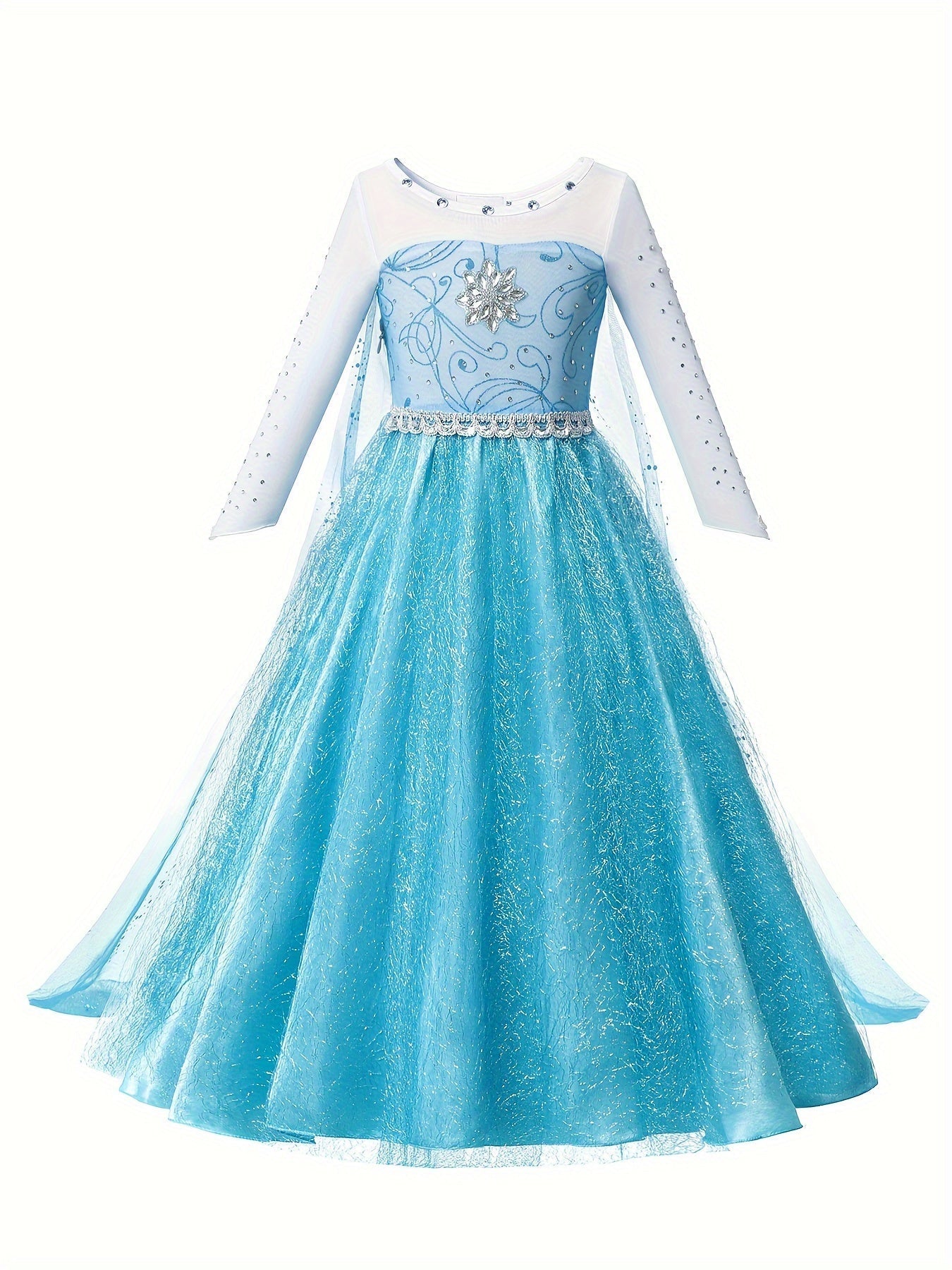 Girls’ Halloween Princess Dress | Glitter Long Sleeve Maxi Costume