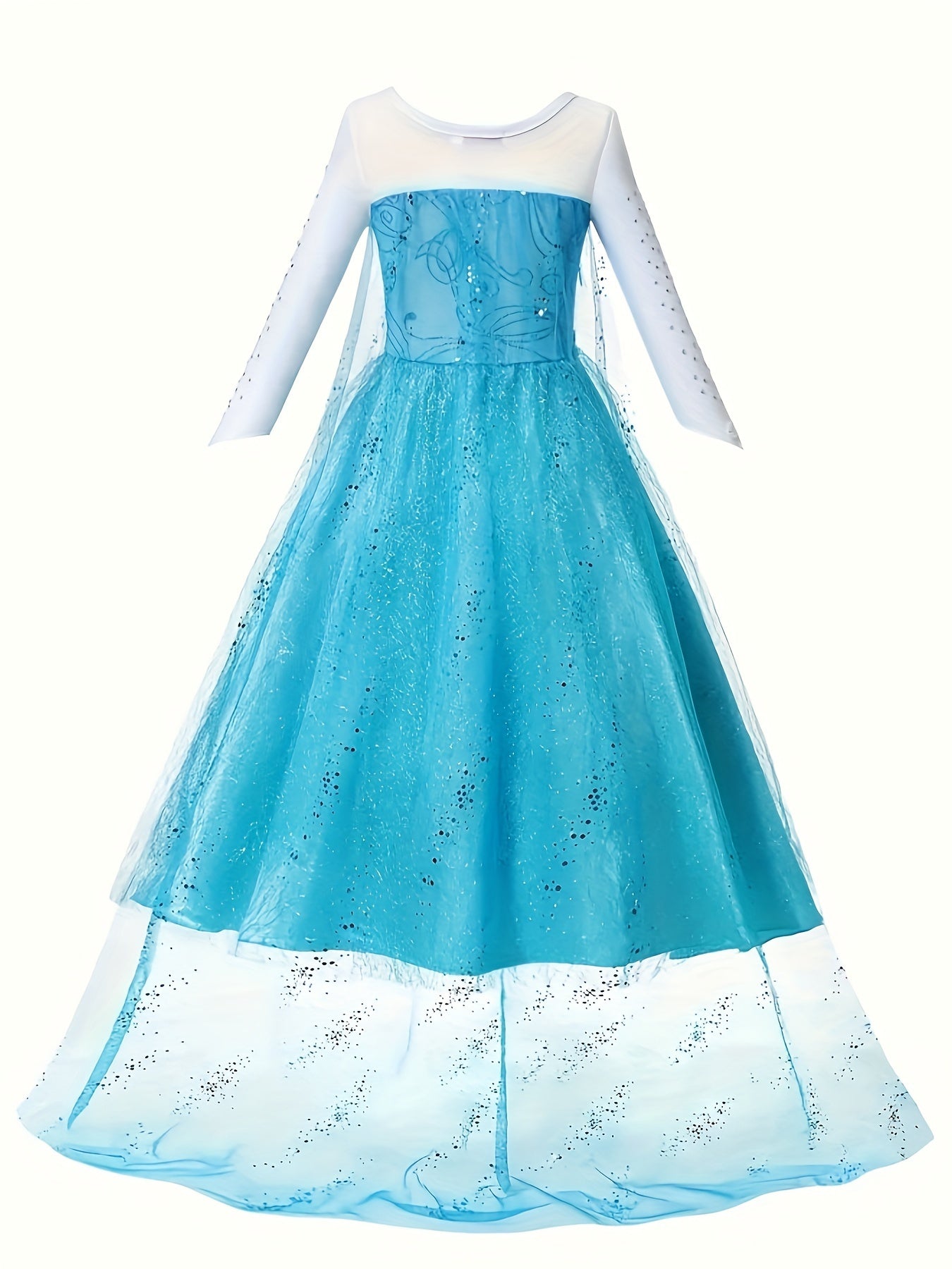 Girls’ Halloween Princess Dress | Glitter Long Sleeve Maxi Costume