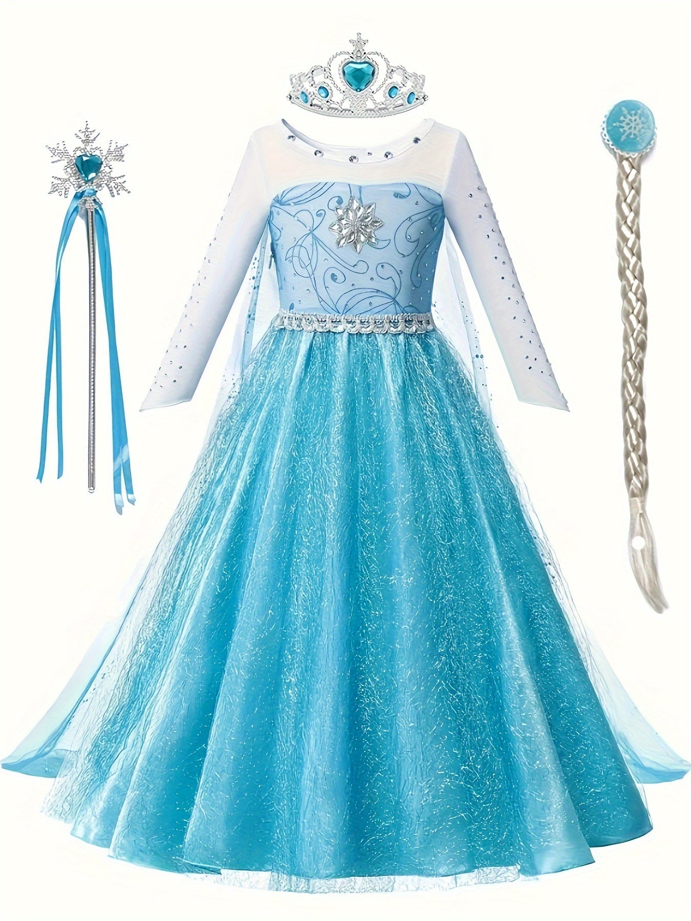Girls’ Halloween Princess Dress | Glitter Long Sleeve Maxi Costume