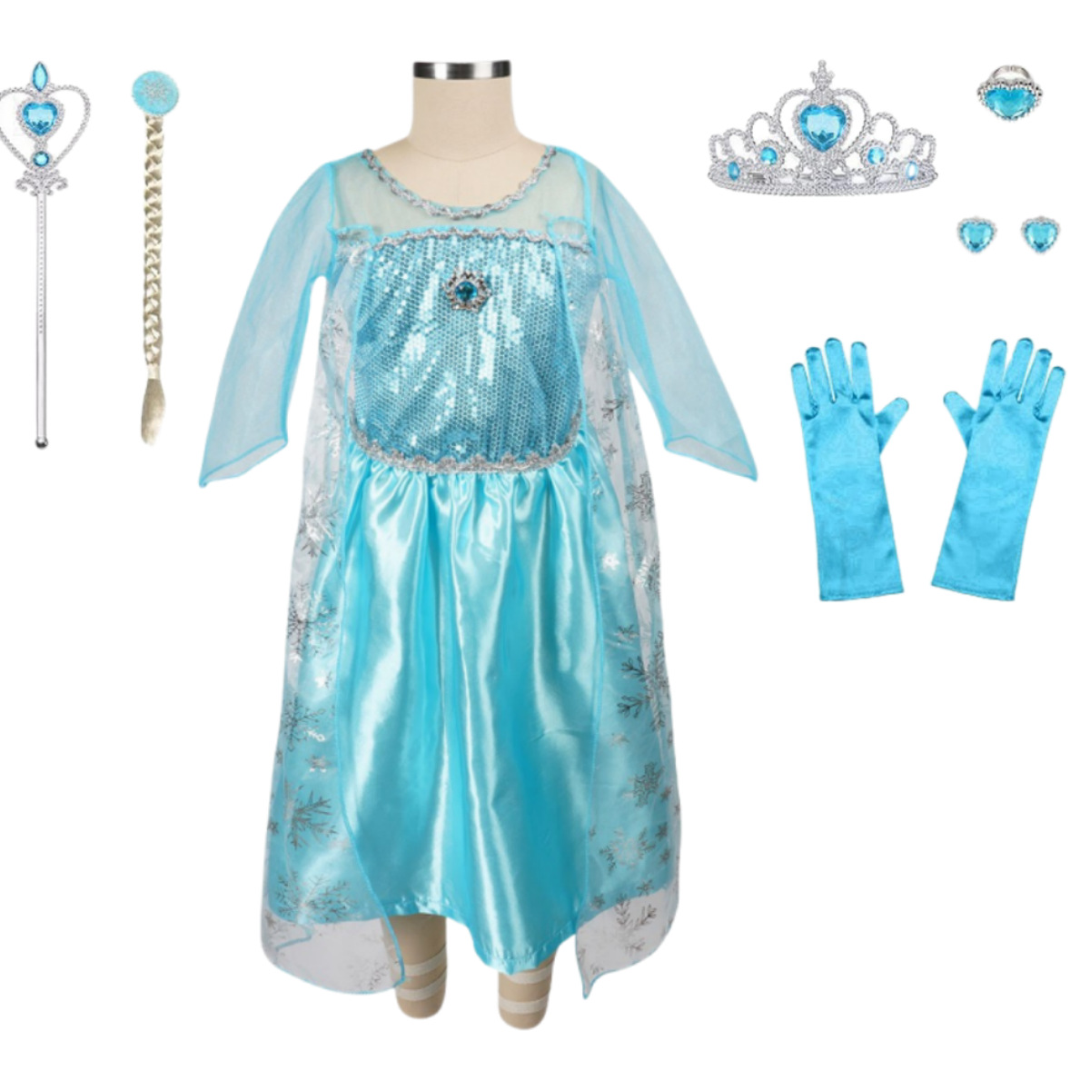 Girls Princess Costume Dress – Long Sleeve Maxi Style for Halloween