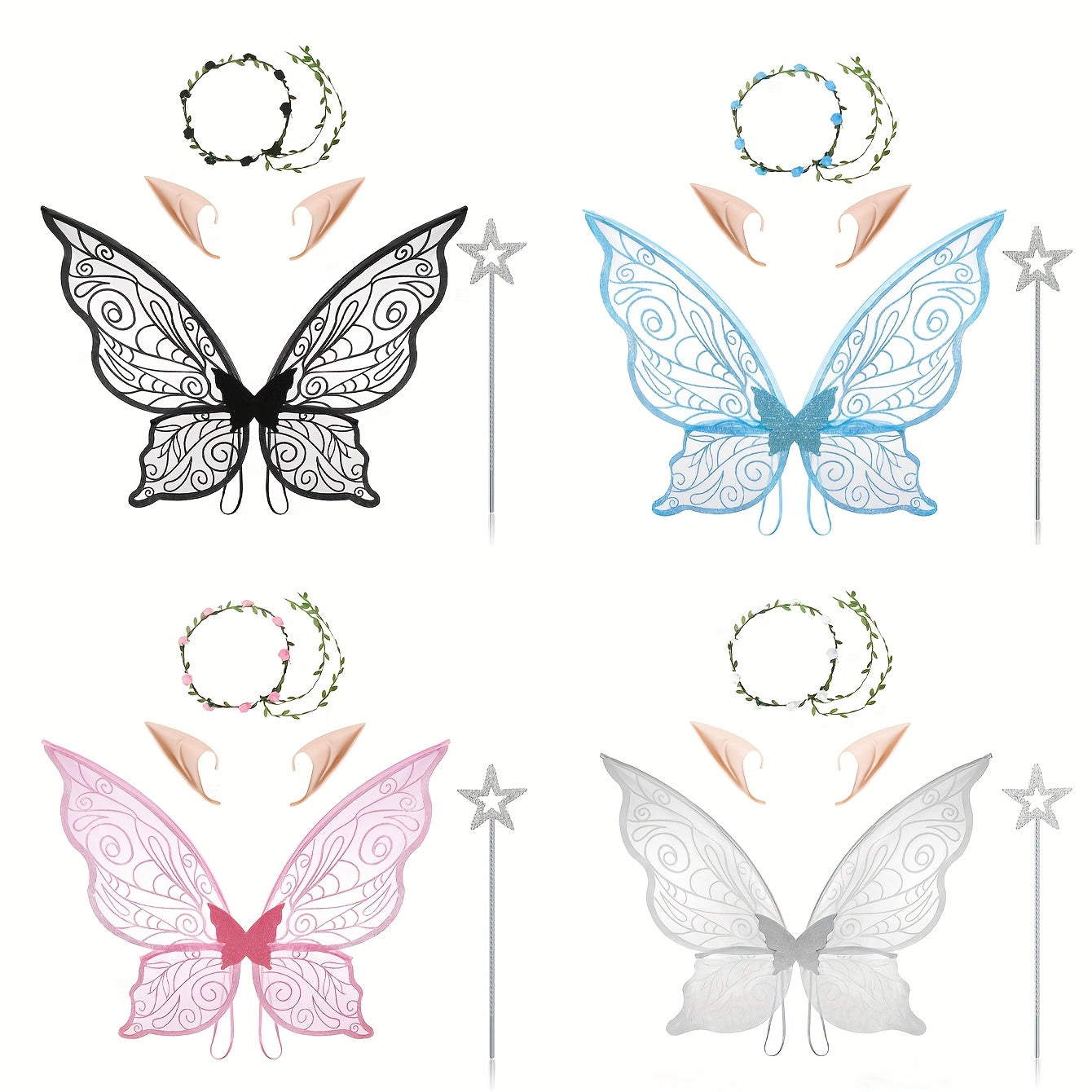 Girls’ Halloween Fairy Outfit | Magical Costume Set with Wings, Wand and Ears