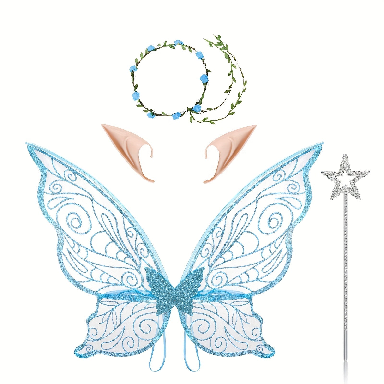 Girls’ Halloween Fairy Outfit | Magical Costume Set with Wings, Wand and Ears