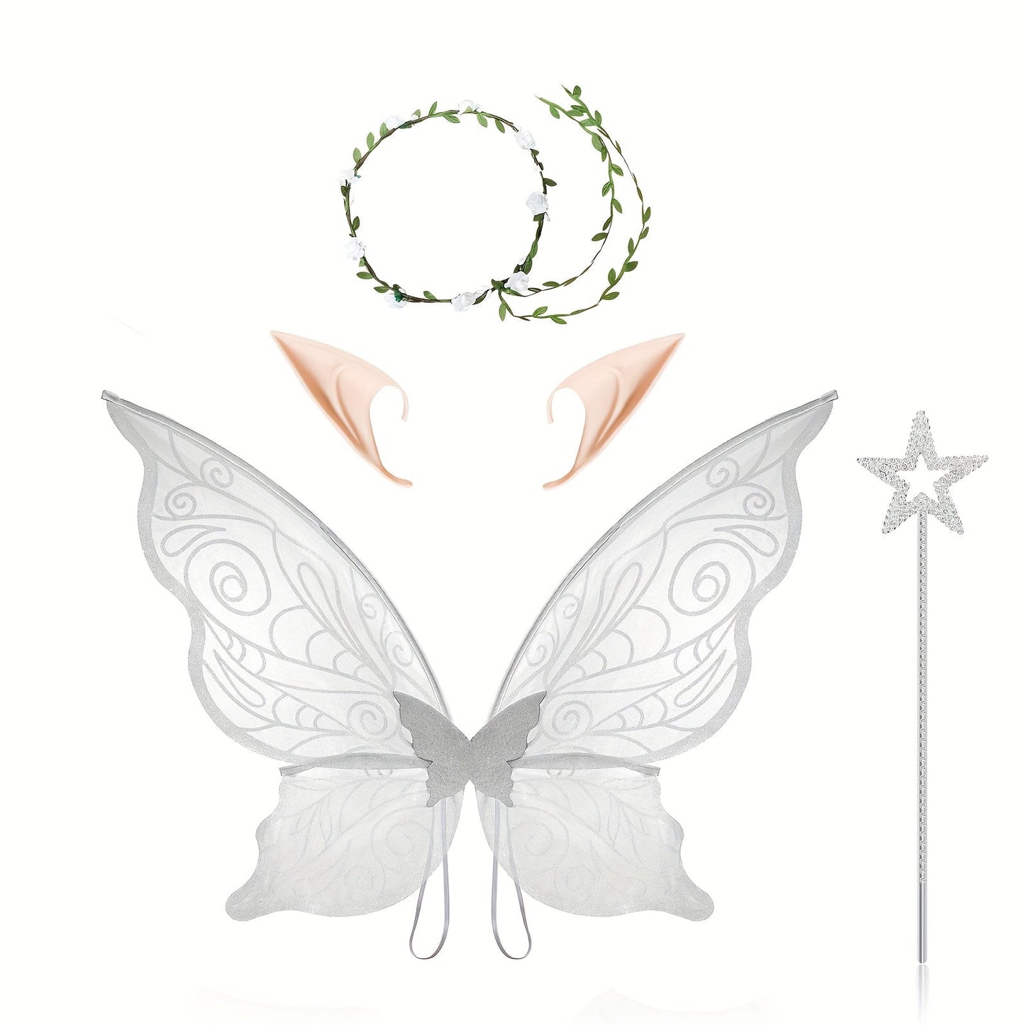 Girls’ Halloween Fairy Outfit | Magical Costume Set with Wings, Wand and Ears