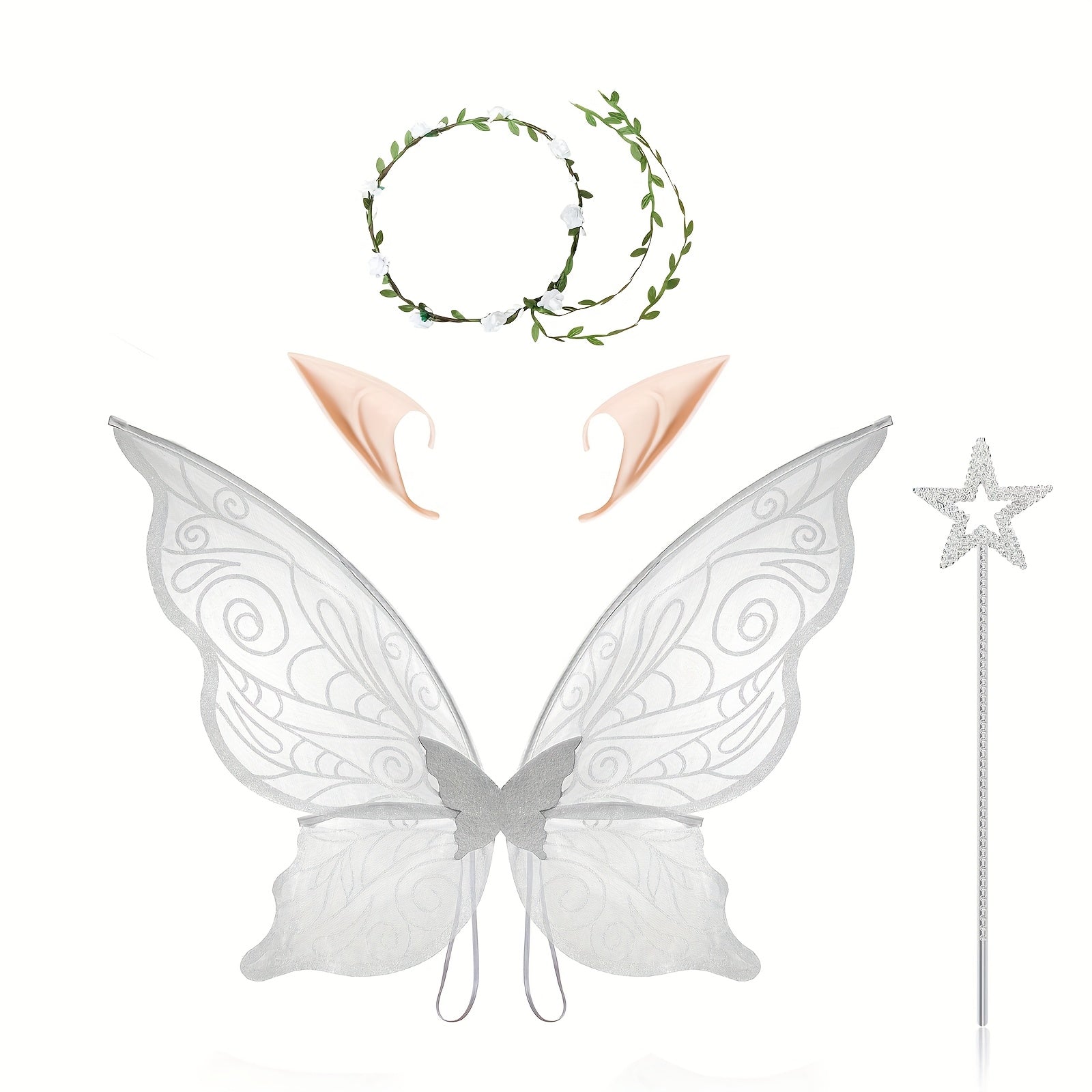 Girls’ Halloween Fairy Outfit | Magical Costume Set with Wings, Wand and Ears