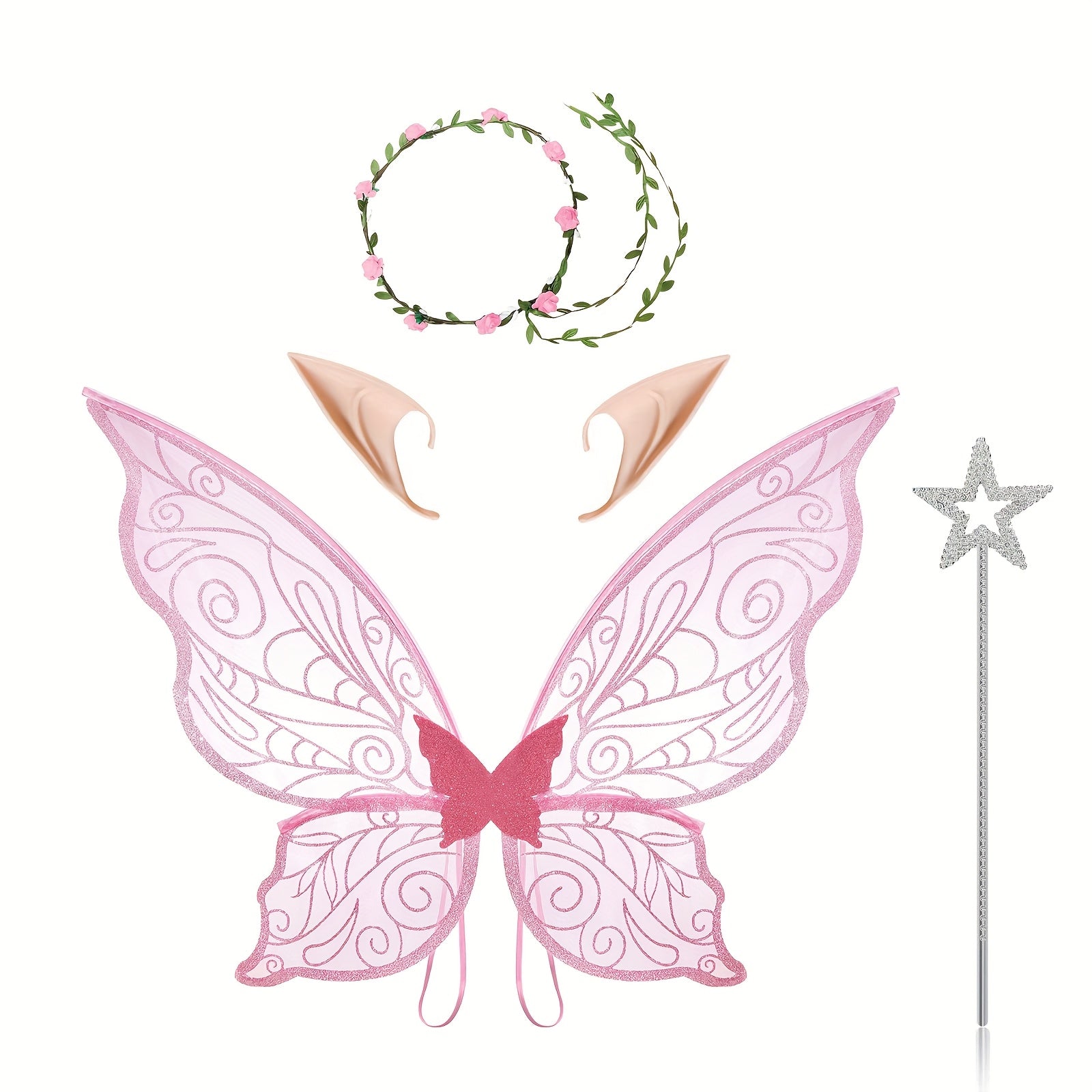 Girls’ Halloween Fairy Outfit | Magical Costume Set with Wings, Wand and Ears