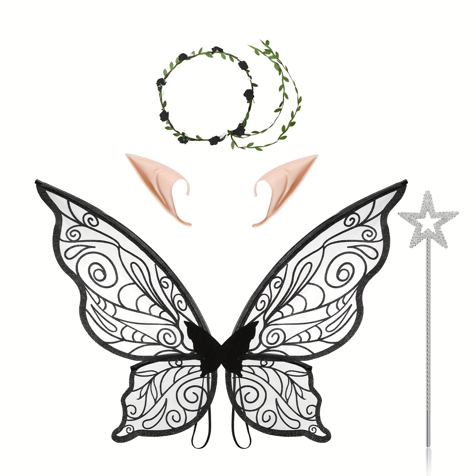 Girls’ Halloween Fairy Outfit | Magical Costume Set with Wings, Wand and Ears