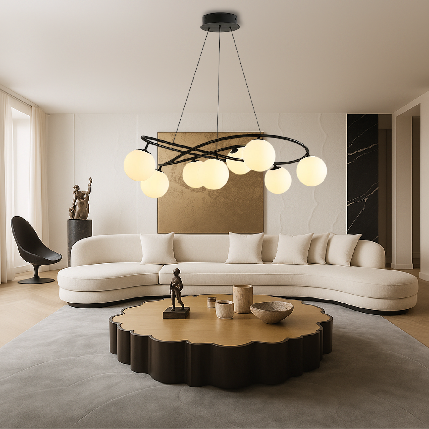 Gilvyn | Retro Black Chandelier in Modern Scandinavian Style