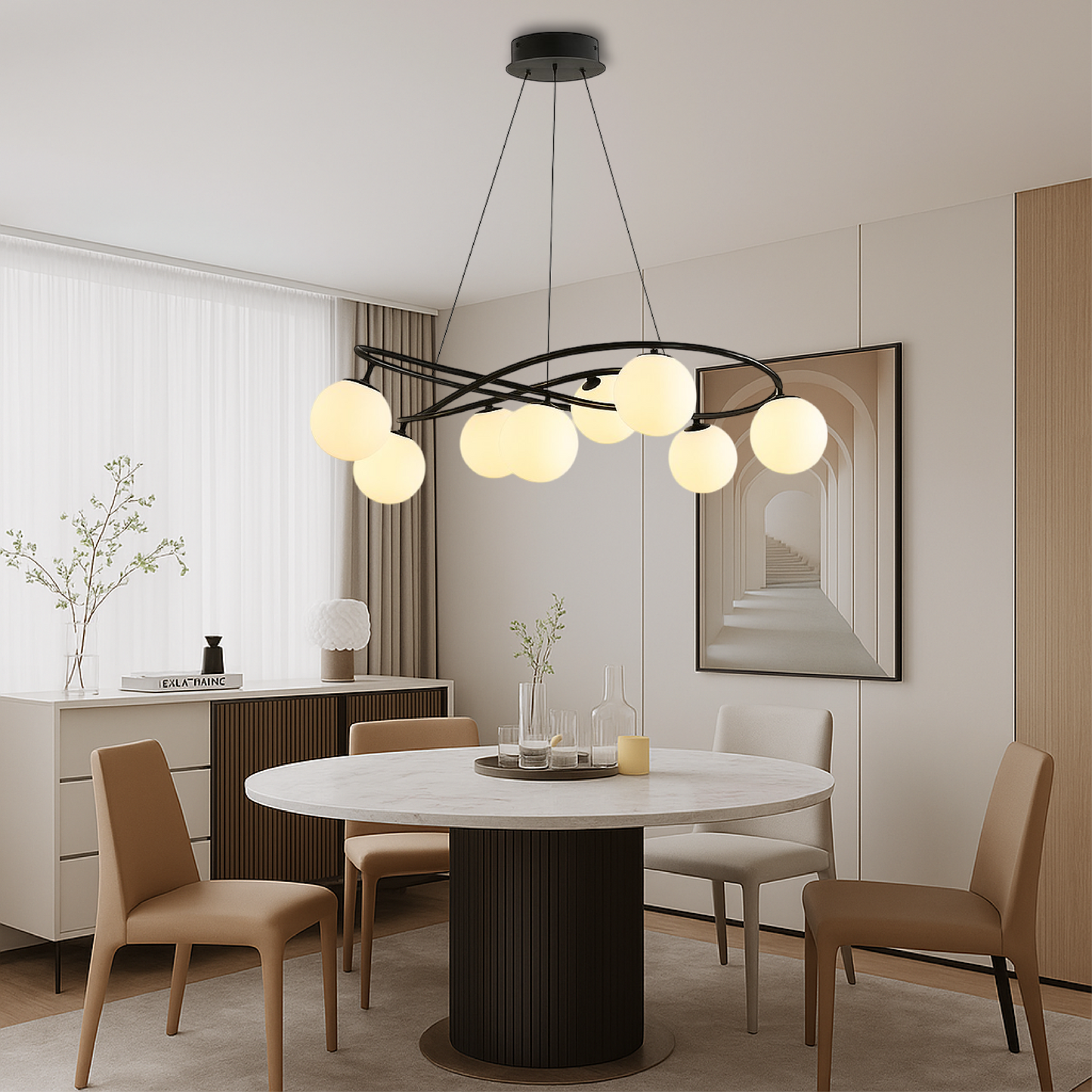 Gilvyn | Retro Black Chandelier in Modern Scandinavian Style