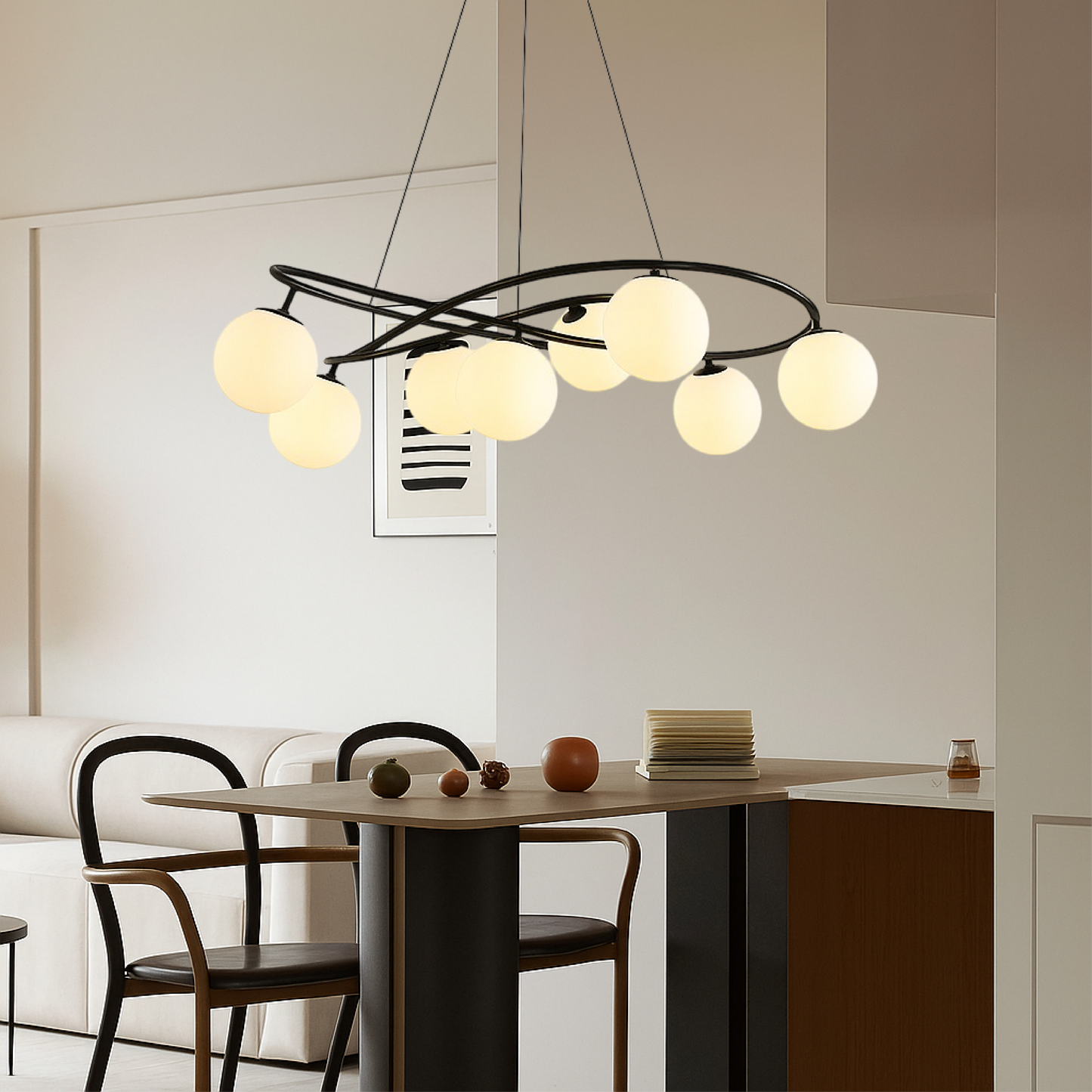 Gilvyn | Retro Black Chandelier in Modern Scandinavian Style