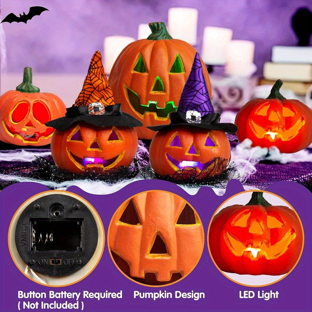 Glowing Jack O’Lantern Set – Battery Operated Light-Up Halloween Decor