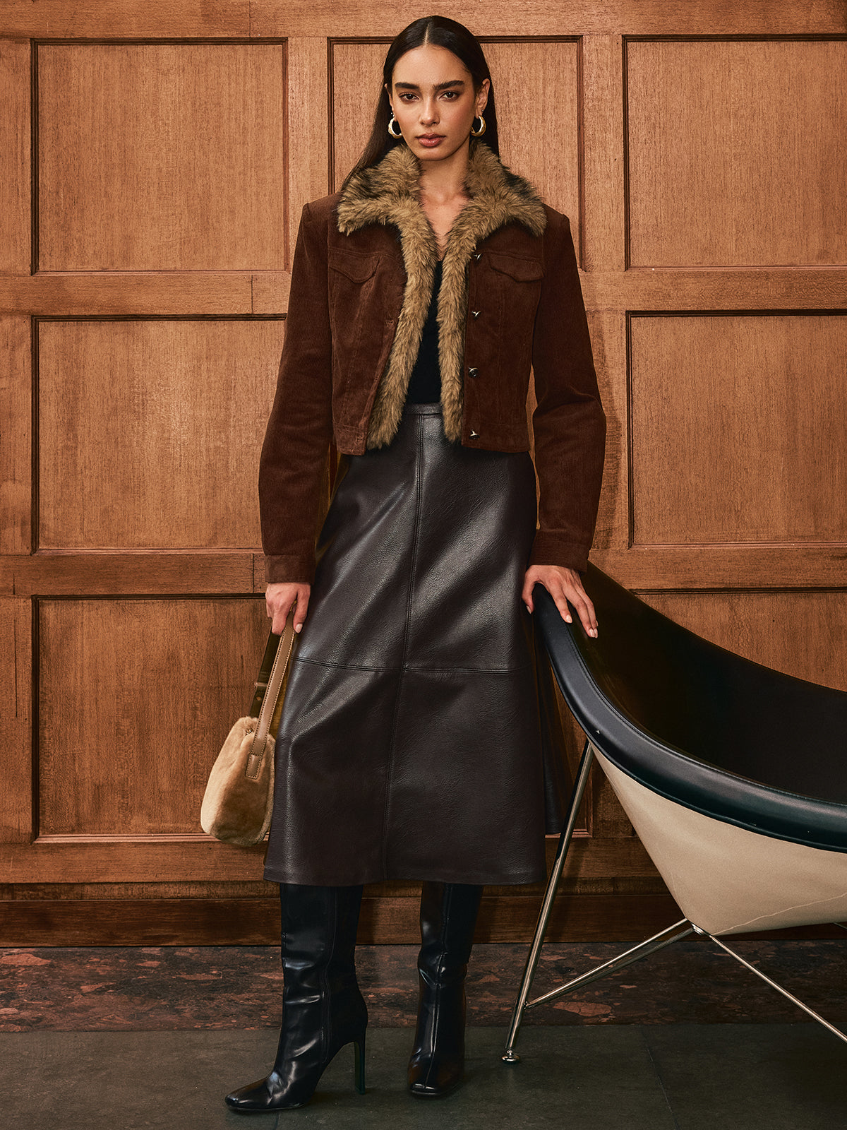 Gracelyn | Luxe Faux Fur Collar Corduroy Jacket