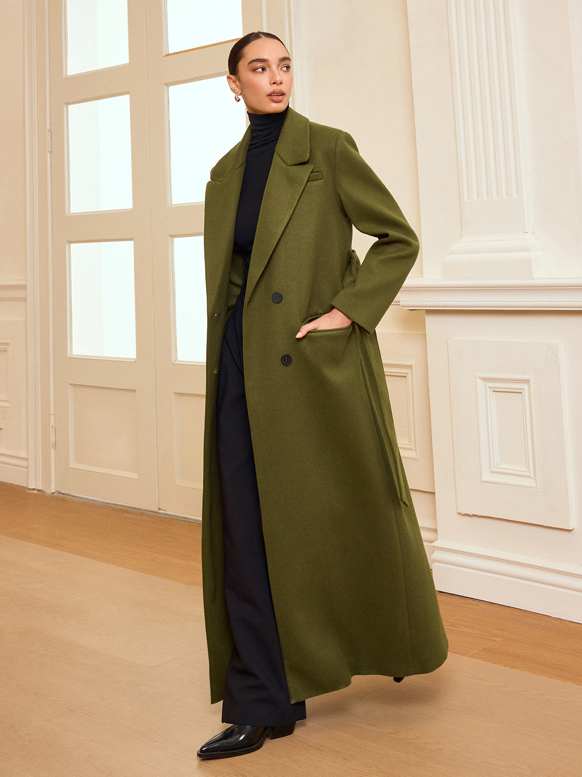 Guinevere | Long Double-Breasted Belted Coat