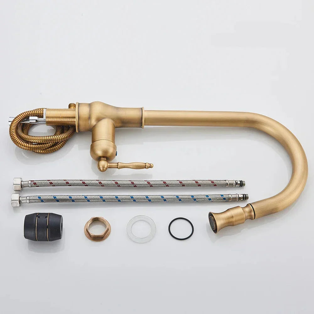 Vintage-Style Kitchen Faucet – Durable Brass Construction with Classic Look