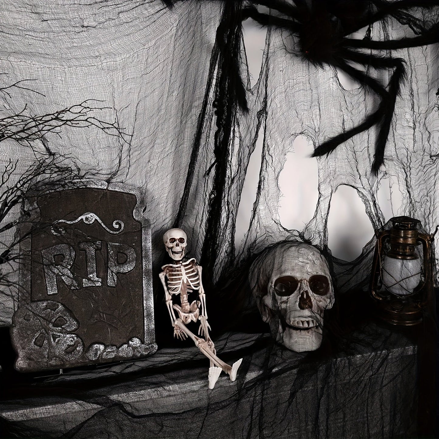 Spooky Halloween Hanging Decoration – Black Polyester Fabric Style