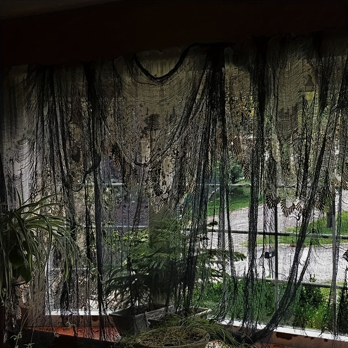 Spooky Halloween Hanging Decoration – Black Polyester Fabric Style