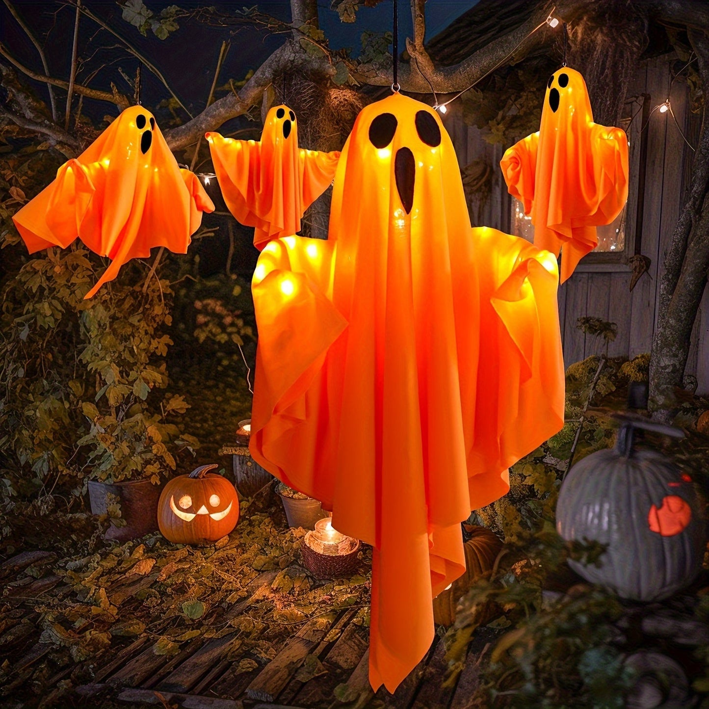 Halloween Ghost Lights Hanging Decoration – Fabric Spooky Style