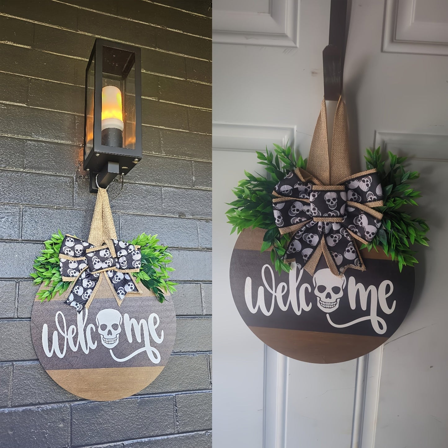 Haunting Skull Wreath – Rustic Halloween Front Door Welcome Decoration