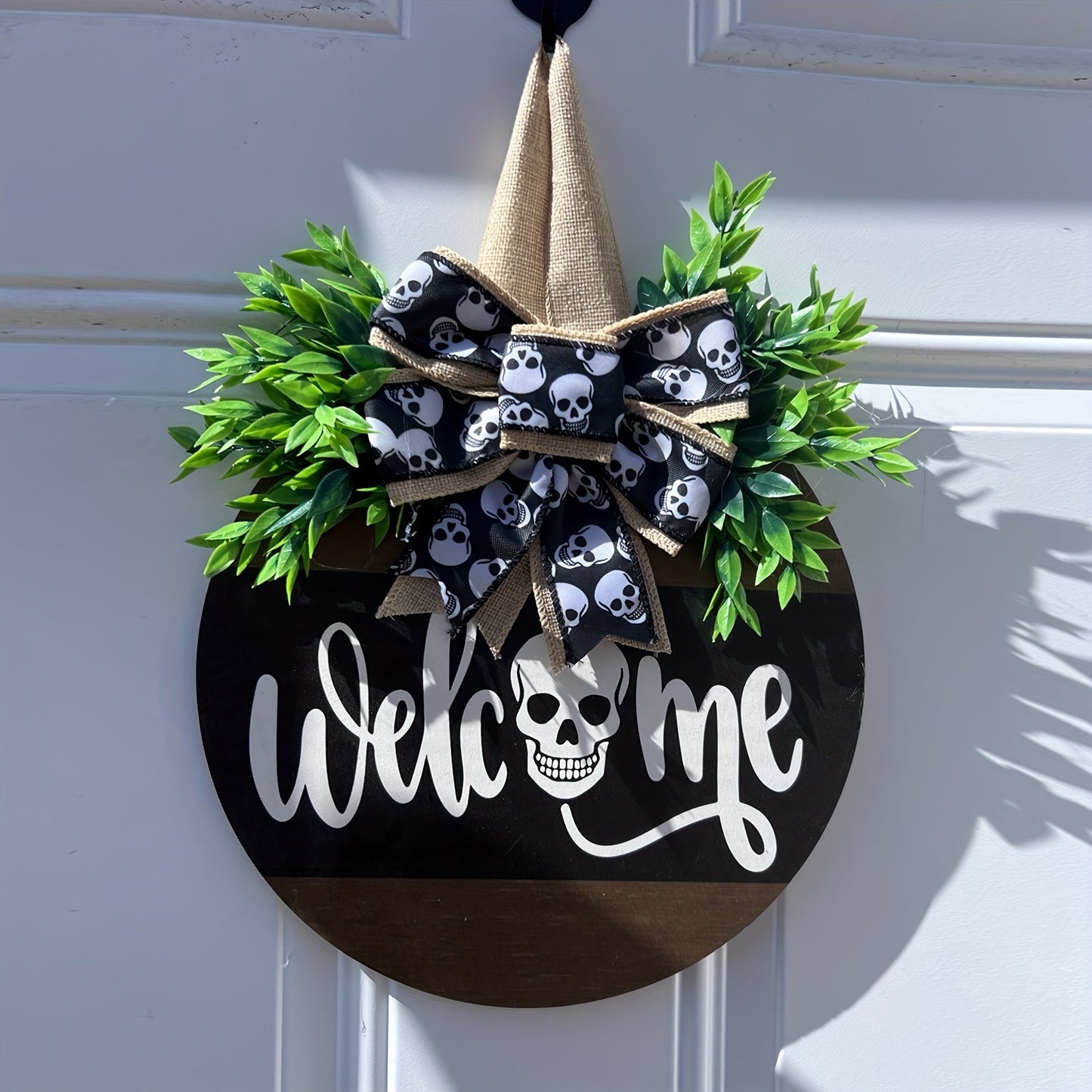 Haunting Skull Wreath – Rustic Halloween Front Door Welcome Decoration